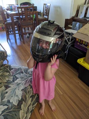 Trying On Papa Nick's Helmet